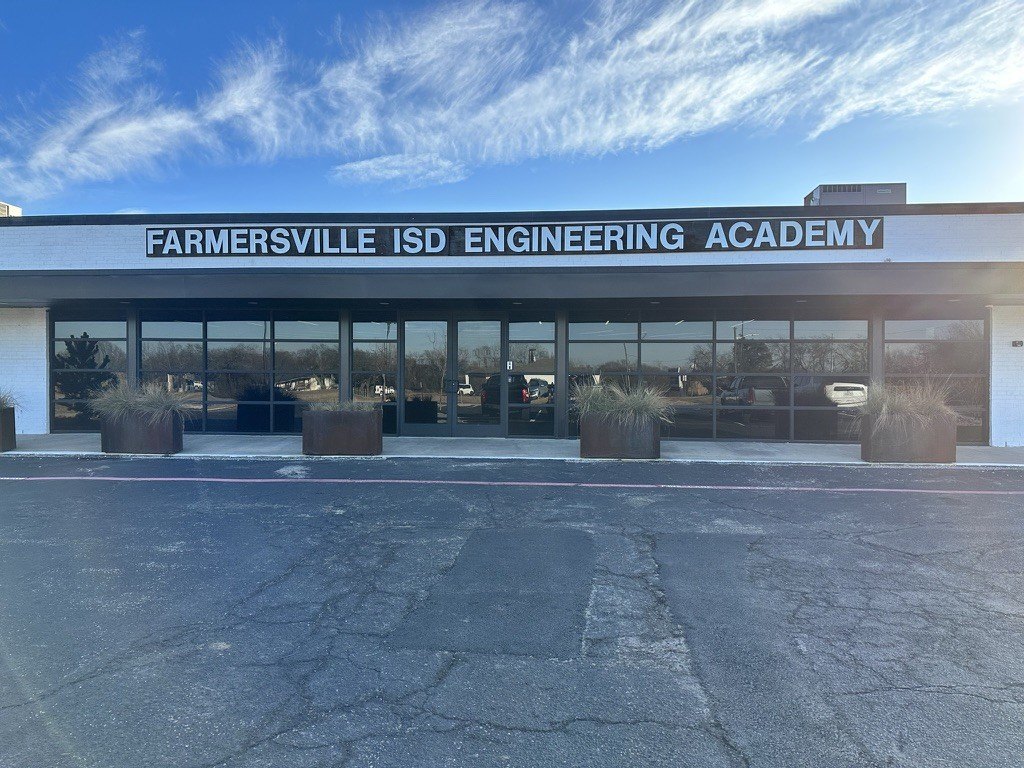 Farmersville ISD Engineering Academy entry glass with security window film